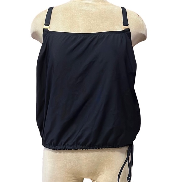Liz Claiborne Tankini Top Swimsuit Swim Black Blouson Blousy 18W 1X - Picture 1 of 5